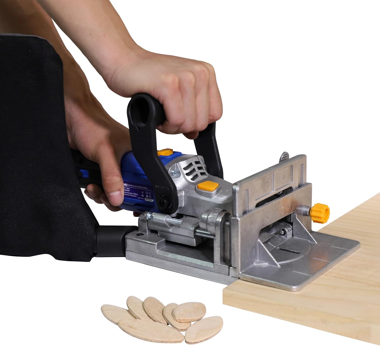 Steel Force BJ184 Wood Biscuit Plate Joiner 4' Brushless Cordless with 20V 5.0Ah Battery and Charger, 8mm 5/16' Dilling Bits, Up to 1-1/2' Drilling Depth
