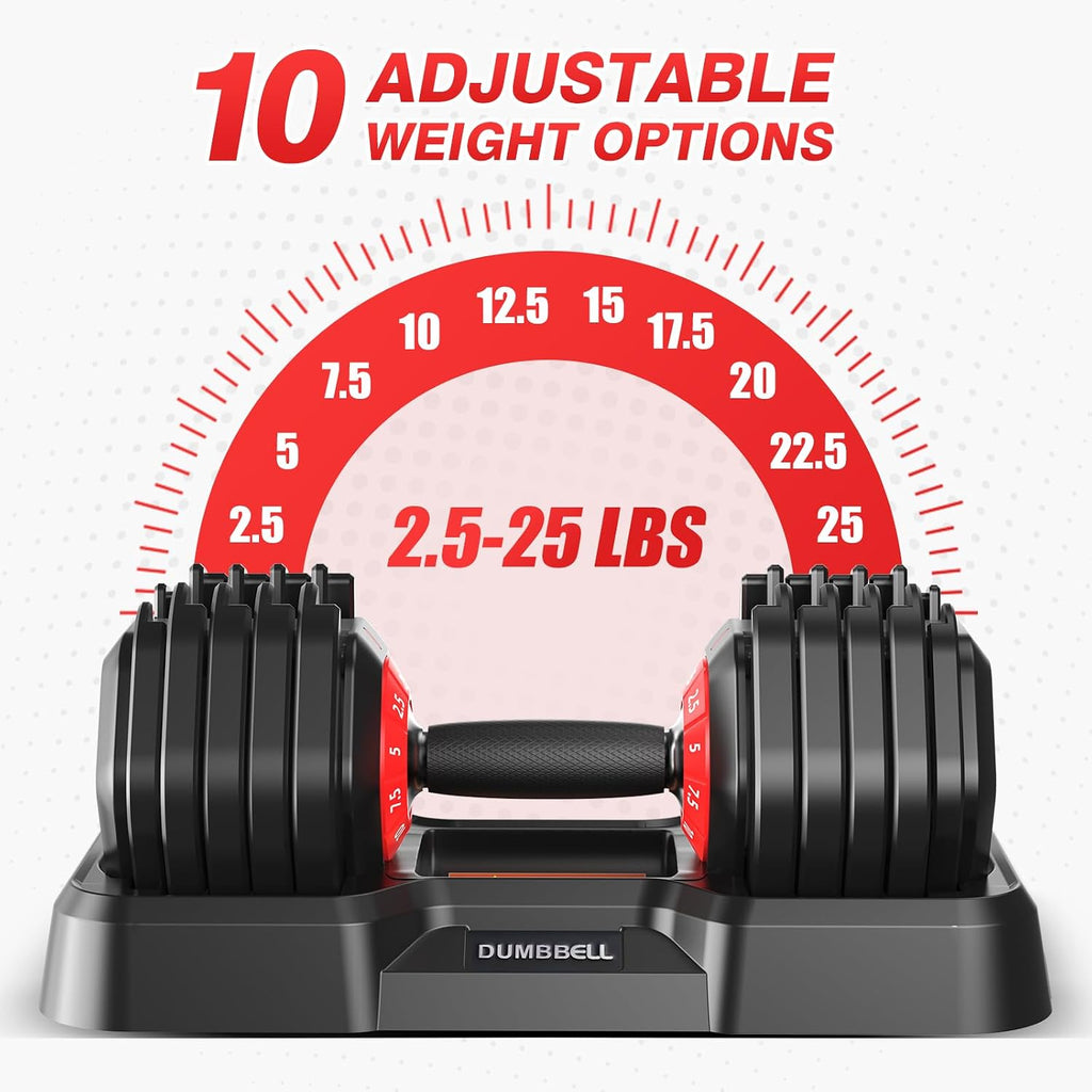 Adjustable Dumbbells Set, 10 in 1/15 in 1 Free Adjustable Weights Dumbbells Set, 25/55/52.5lbs Weights Set with Anti-Slip Handle, Fast Adjust Equipment Compact for Home Gym Strength Training