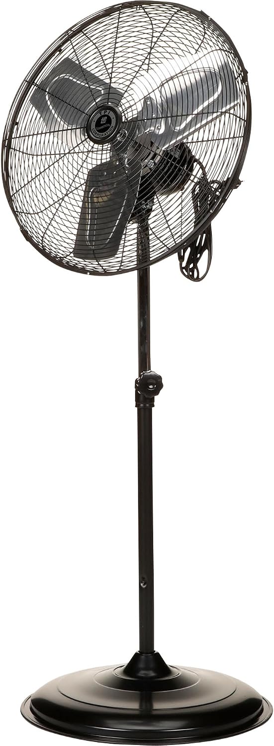TPI Corporation CACU-20-P Air Circulator Commercial Pedestal Fan - 120v High Velocity Standing Fan for Versatile Use - Single Phase Non oscillating Aluminum Blade Fan - UL/C-UL Listed, Black