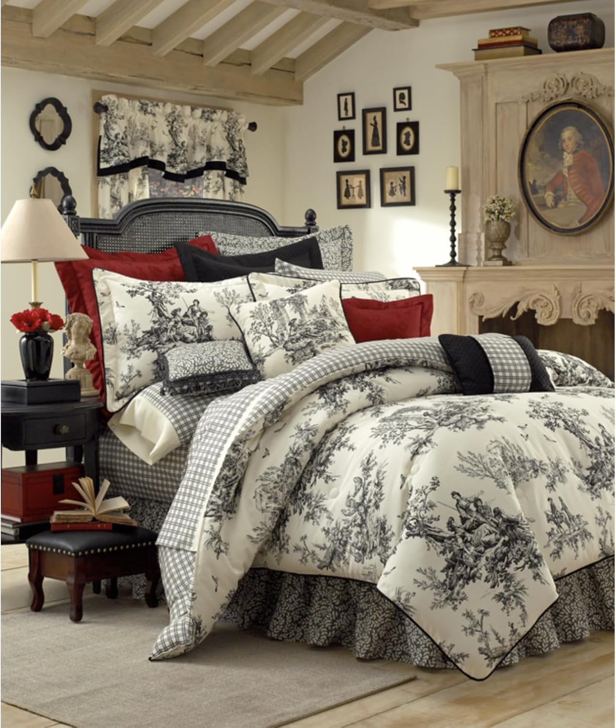 Thomasville At Home Bouvier Black Comforter Sets, Queen Comf, 18'' Drop Bedskirt, 2-Std Shams (4), CSQL2950