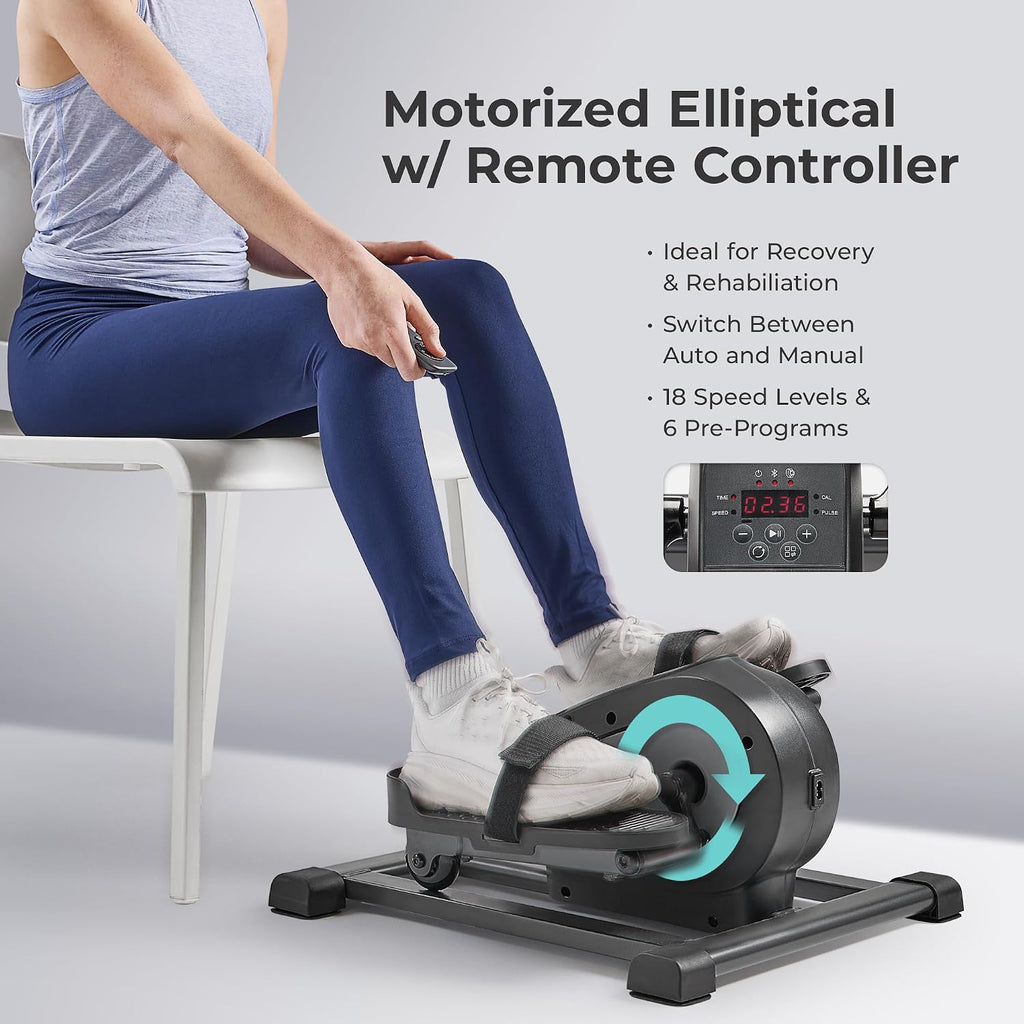 Sunny Health & Fitness Under Desk Pedal Elliptical Machine, Adjustable Resistance Leg Exerciser Office Home Workout While Sitting for Seniors
