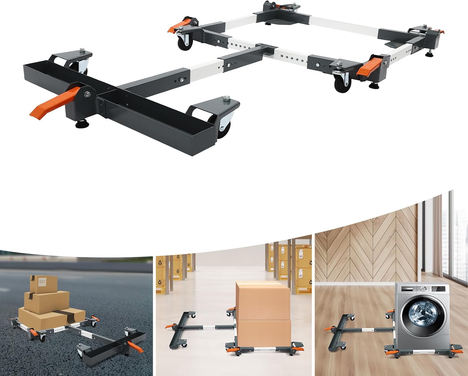 Adjustable Mobile Base & T Extension Combo, 24 * 20in Bear Crawl Mobile Base + 77in T Extension, 600lbs Industrial Strength Tool Mover with Swivel Wheels for Cabinet Table Saws Heavy Duty