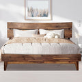 Acacia Aurora Bed Frame with Headboard Solid Wood Platform Bed, Bed Frame King, Scandinavian Signature Wood Bed Compatible with All Mattress Types, Non-Slip and Noise-Free, Chocolate