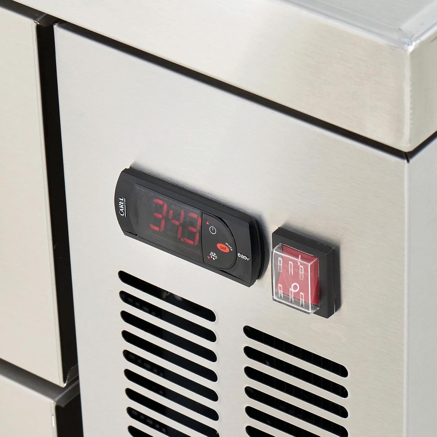 Kratos Commercial Refrigerator, 72' Wide Four Drawer Chef's Base, Refrigerated Mobile Equipment Stand for Restaurants, Stainless Steel, 115V, Large 16 Cubic Ft. Capacity (67K-317)