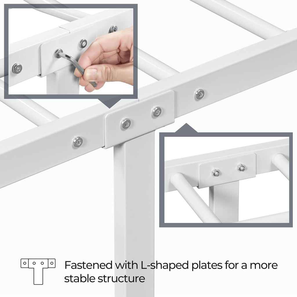 Yaheetech Classic Metal Platform Bed Frame Mattress Foundation with Victorian Style Iron-Art Headboard/Footboard/Under Bed Storage/No Box Spring Needed/King Size White