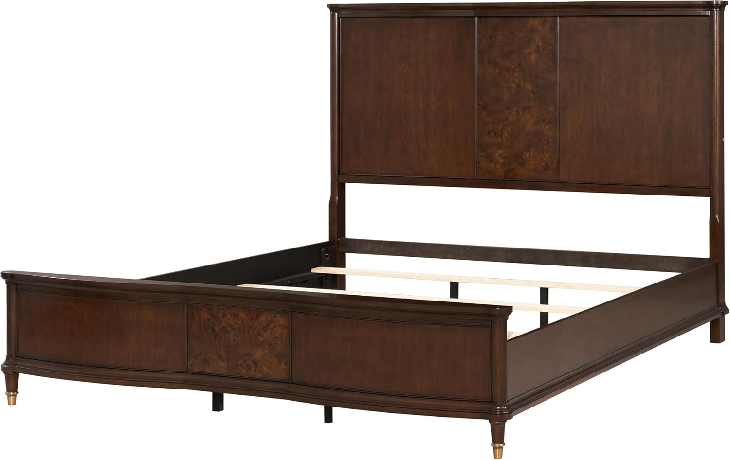 Furniture of America Aiyana Solid Wood 2-Piece Bedroom Set with LED on Headboard Bed, Power Outlet and USB Charging Ports on Nightstand, Box Spring Required, King, Dark Cherry