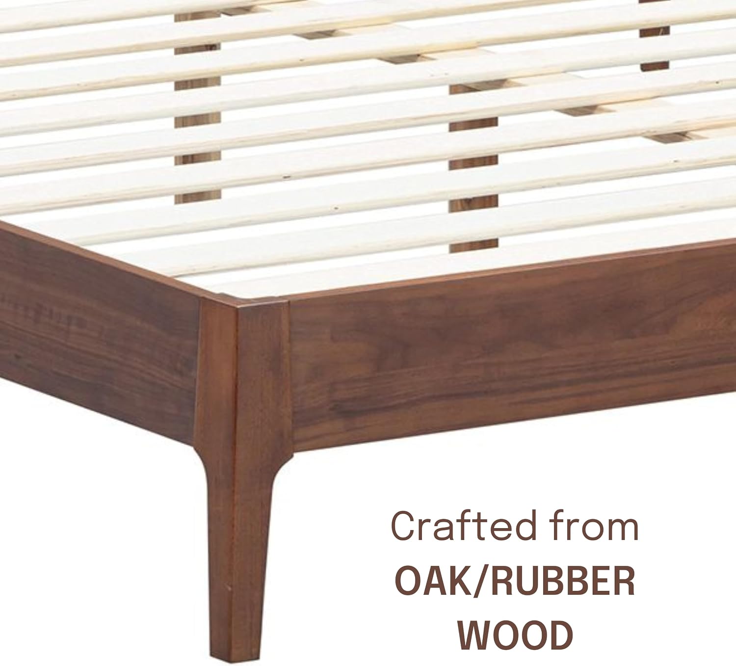 NTC Ruby Wooden Bed Frame with Headboard and Natural Rattan, Solid Oak/Rubber Wood Foundation with Silent Slats, 1000 Lb Capacity, Effortless Assembly (Natural Cane - Dark Walnut, King)