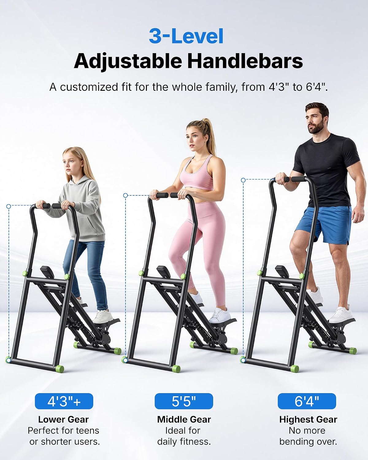 MERACH Stair Stepper for Home Gym Exercise, New Version Stairmaster for Full-Body Workout, Compact Folding Stair Climber with Extended Step Range, Adjustable Handlebar/Pedal