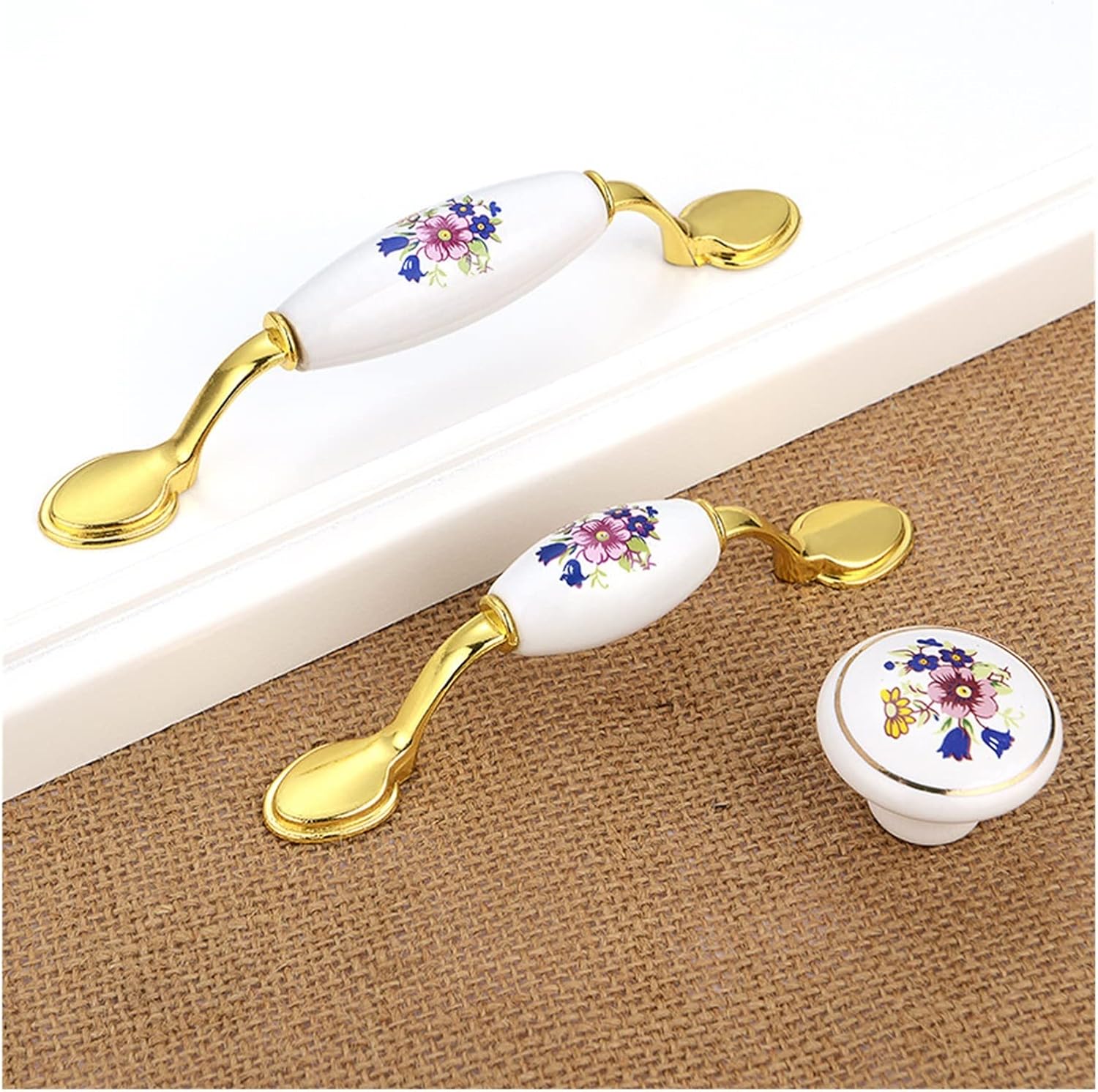 Ceramic Drawer Handles Kitchen Handles Cabinet Knobs and Handles Metal Furniture Handles (Color : Gray, Size : 7.6cm) (Copper 7.6cm)