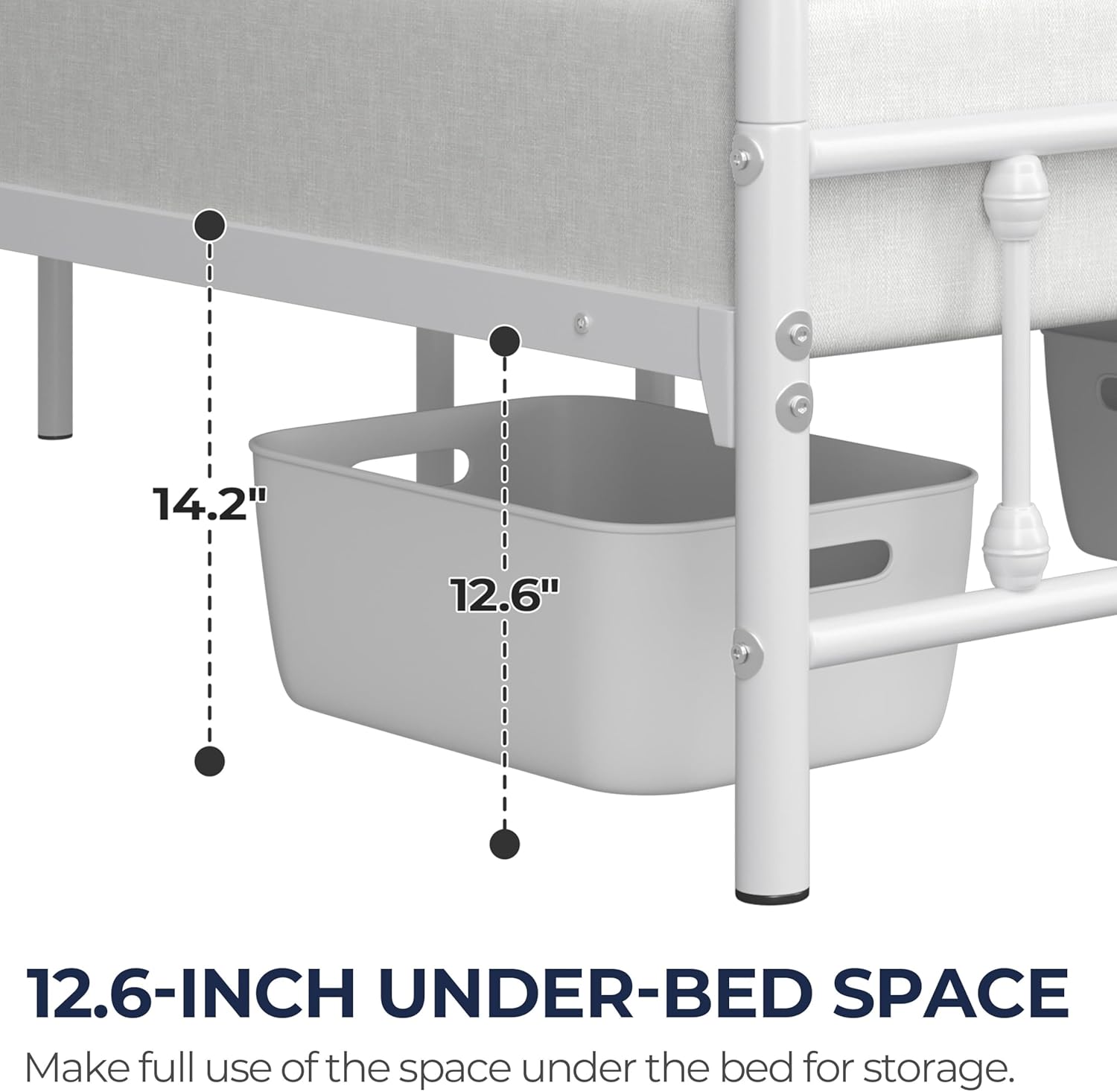 Yaheetech Classic Metal Platform Bed Frame Mattress Foundation with Victorian Style Iron-Art Headboard/Footboard/Under Bed Storage/No Box Spring Needed/King Size White