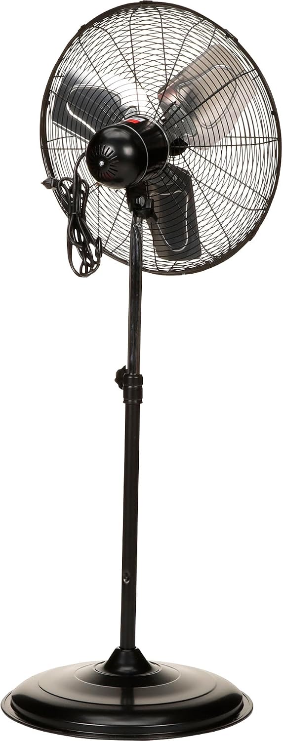 TPI Corporation CACU-20-P Air Circulator Commercial Pedestal Fan - 120v High Velocity Standing Fan for Versatile Use - Single Phase Non oscillating Aluminum Blade Fan - UL/C-UL Listed, Black