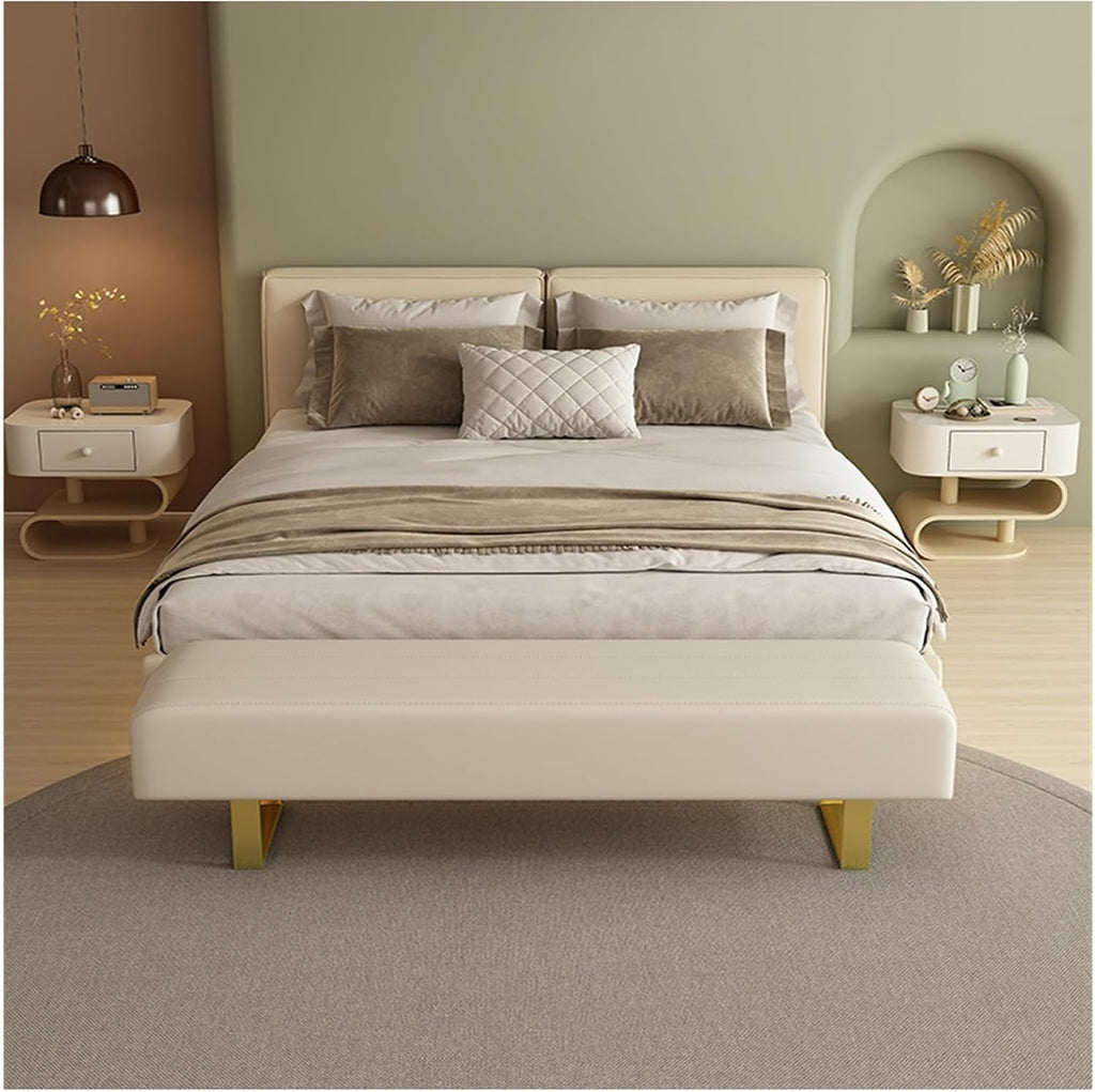 End of Bed Bench End of Bed Bench,Modern Entryway Bench Faux Leather Upholstered Dining Bench,Vanity Bench with Metal Legs,Tufted Bedroom Bench for Makeup Room, Living Room, Bathroom Entrance Bench(Br