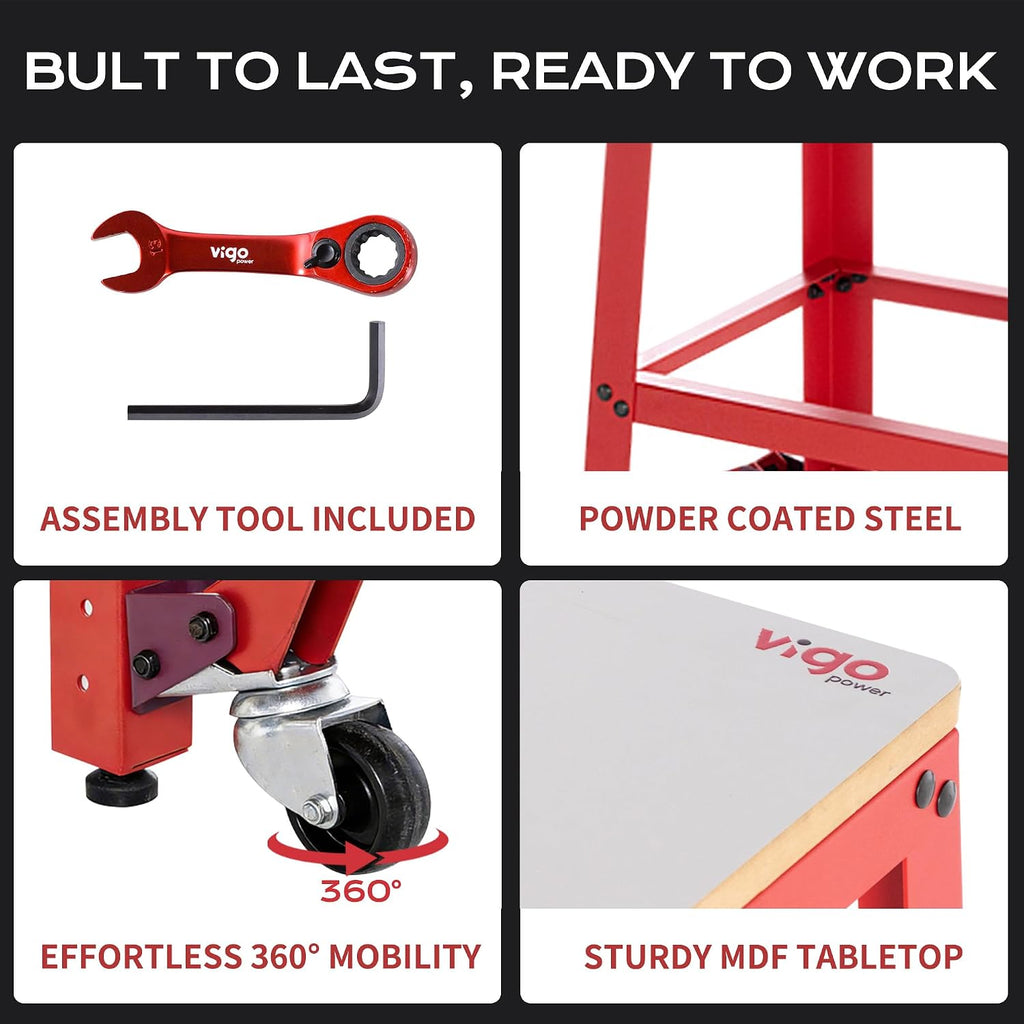 700 Lbs Heavy Duty Drill Press Stand with Wheels, 30' Height & 26'x14' MDF Top Universal Tool Stand, Expandable Mobile Work Bench Station for Planers, Table Saws, Grinders & Band Saws