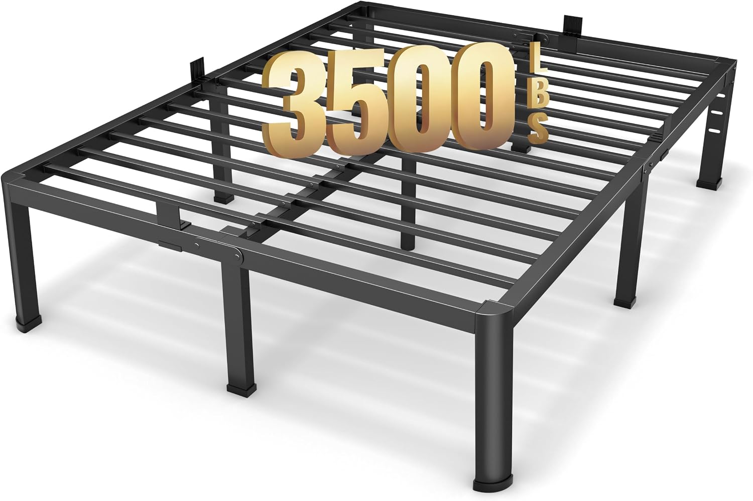 Superay 16 Inch Full Size Metal Platform Bed Frame with Round Corners, Storage Space Under High Bed Frame-Heavy Duty Steel Slats Support, Noise Free - Easy Assembly - No Box Spring Needed