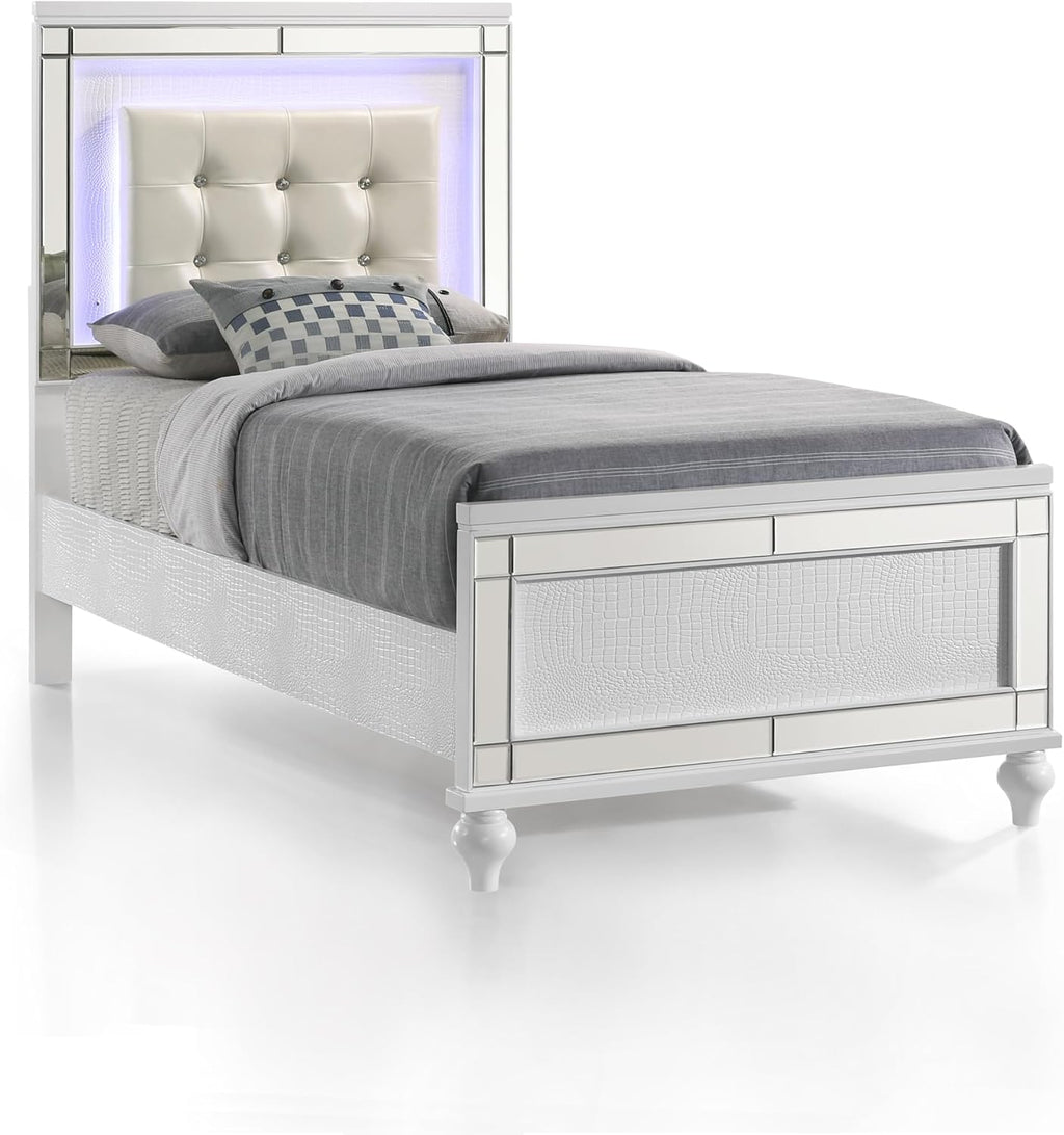 New Classic Furniture Valentino Wood Twin Bed, White