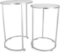 Rutledge & King Round End Table Set - Silver End Tables with Mirrored Tops - Nesting Round Accent Tables - Silver and Mirrored Metal Side Tables Odessa End Table Set