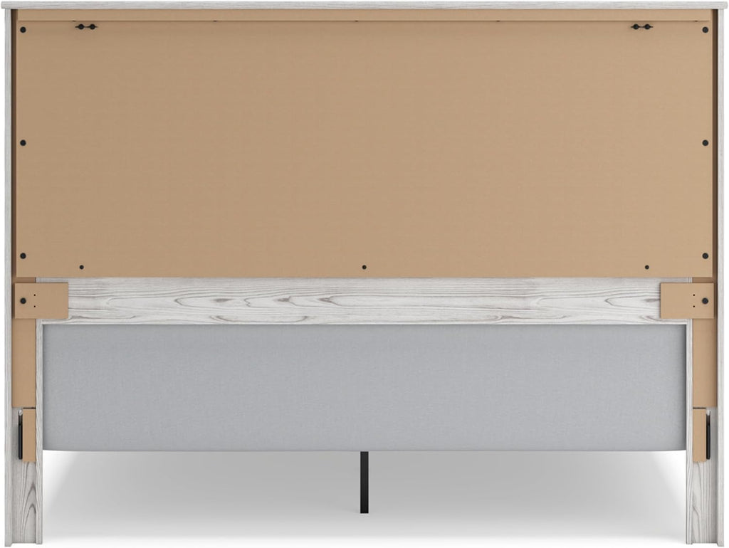 Signature Design by Ashley Gerridan Casual King Panel Bed with Sconce Lights and Metal Slats, Foundation or Box Spring Needed, White