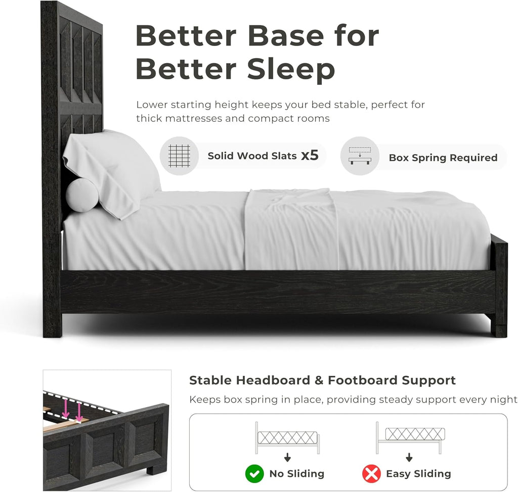 Furniture of America Dannen Modern Classic Solid Wood 3-Piece Bedroom Set, Panel Bedframe, Writing Desk and Wooden Nightstand with USB Ports, Box Spring Needed, King, Tawny Brown