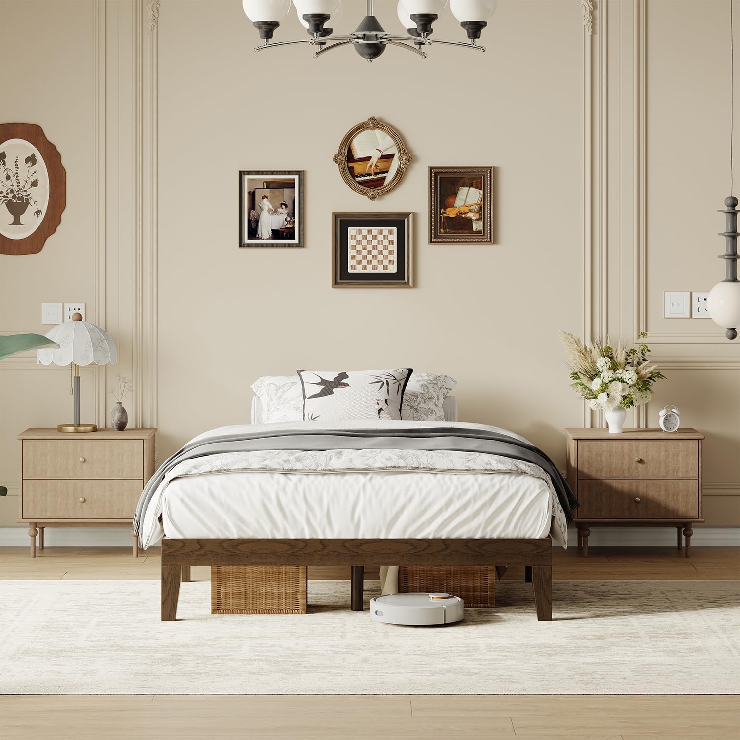 Full Size Wood Platform Bed Frame, 12 Inch Solid Wood Bed Frame with Wooden Slats, No Box Spring Needed, Easy Assembly,Espresso