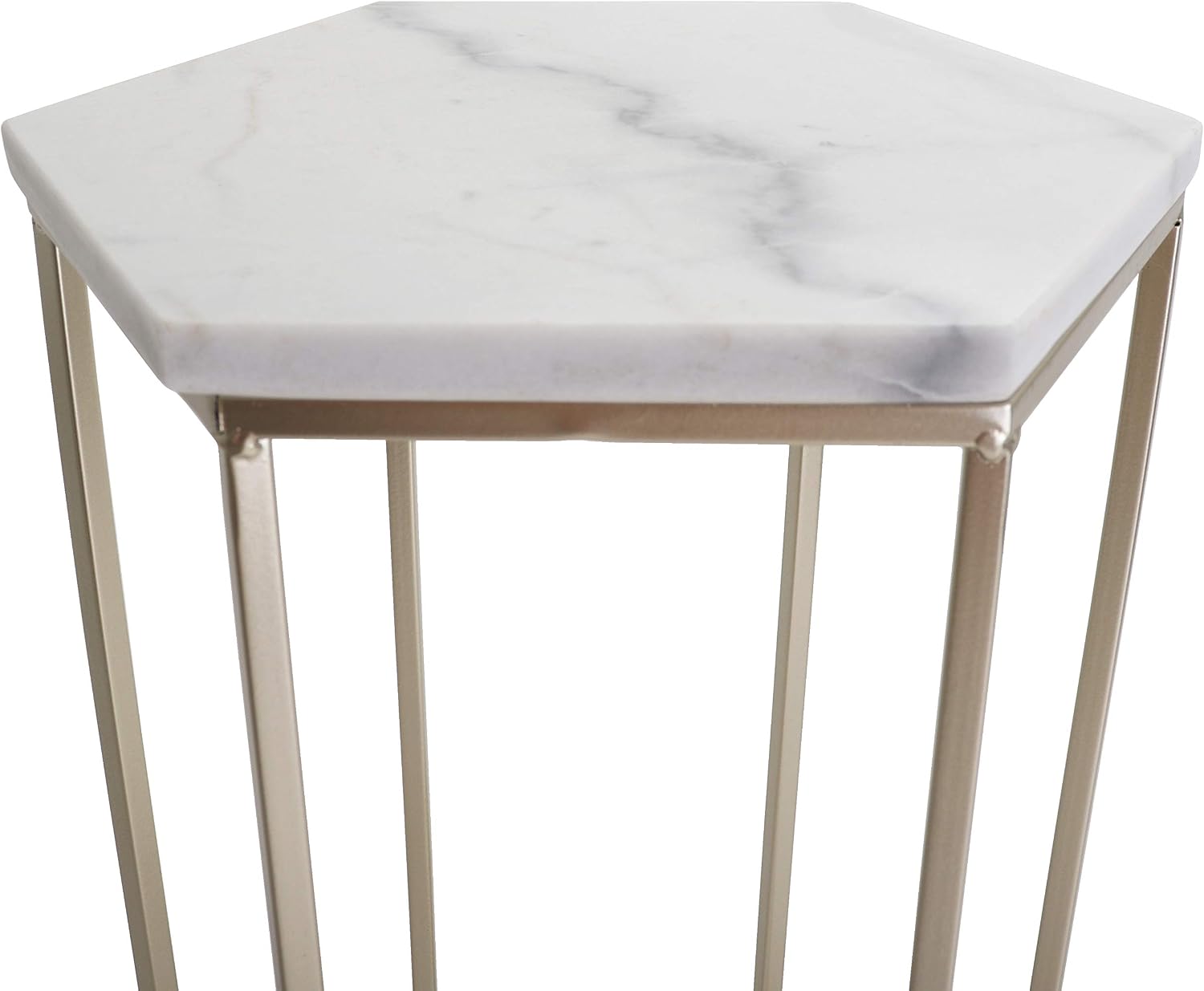 Rutledge & King Hexagon End Table Set - End Tables with Mirrored Tops - Nesting Geometric Accent Tables - Marble Metal Side Tables Hexagon End Table Set (Gold)