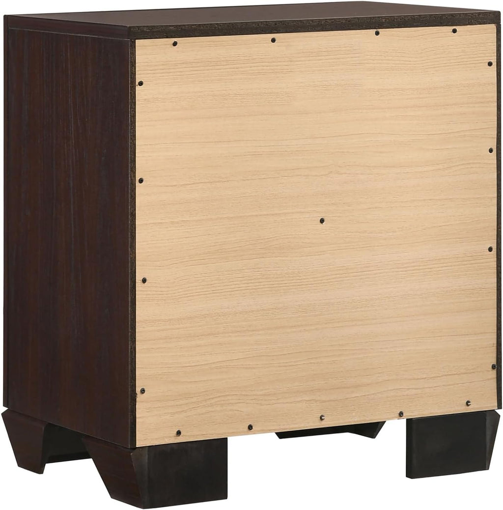 Oatfield Dark Cocoa 4-Piece Eastern King Bedroom Set - Transitional Wood-Paneled Bedroom Furniture