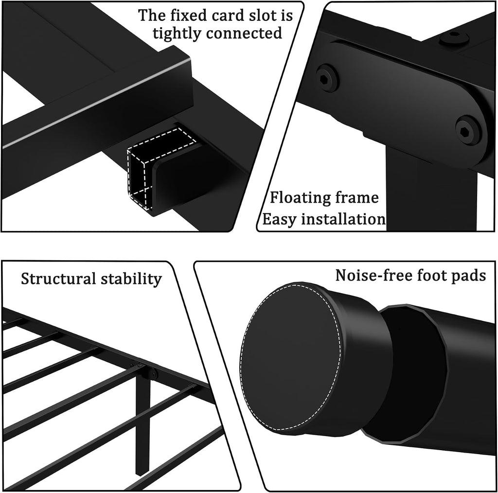 14 Inch Full Size Bed Frames with Headboard/Footboard，Metal Slats Support No Box Spring Needed Easy to Assemble/Under Bed Storage Space/Full Size Black