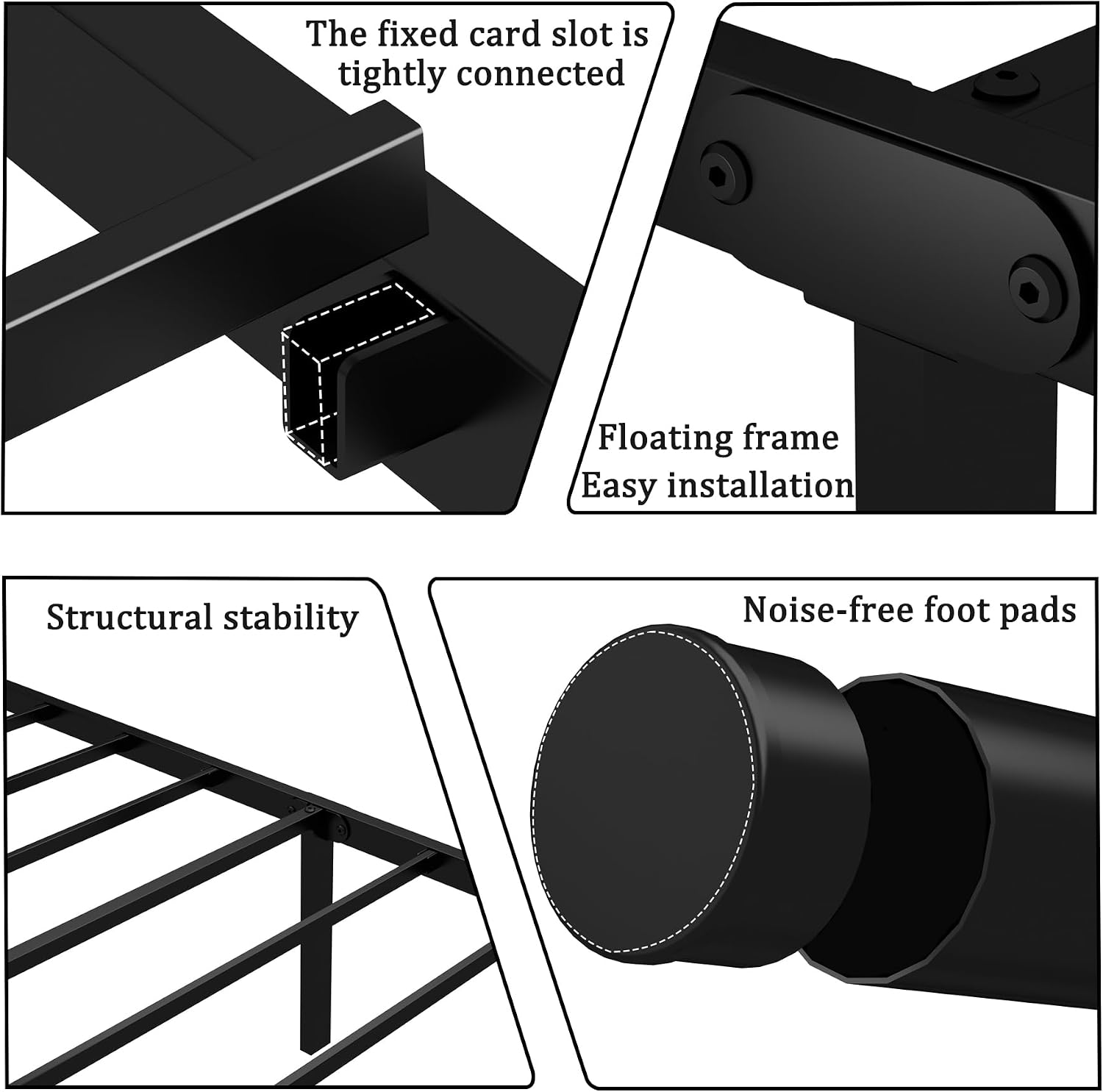 14 Inch Full Size Bed Frames with Headboard/Footboard，Metal Slats Support No Box Spring Needed Easy to Assemble/Under Bed Storage Space/Full Size Black