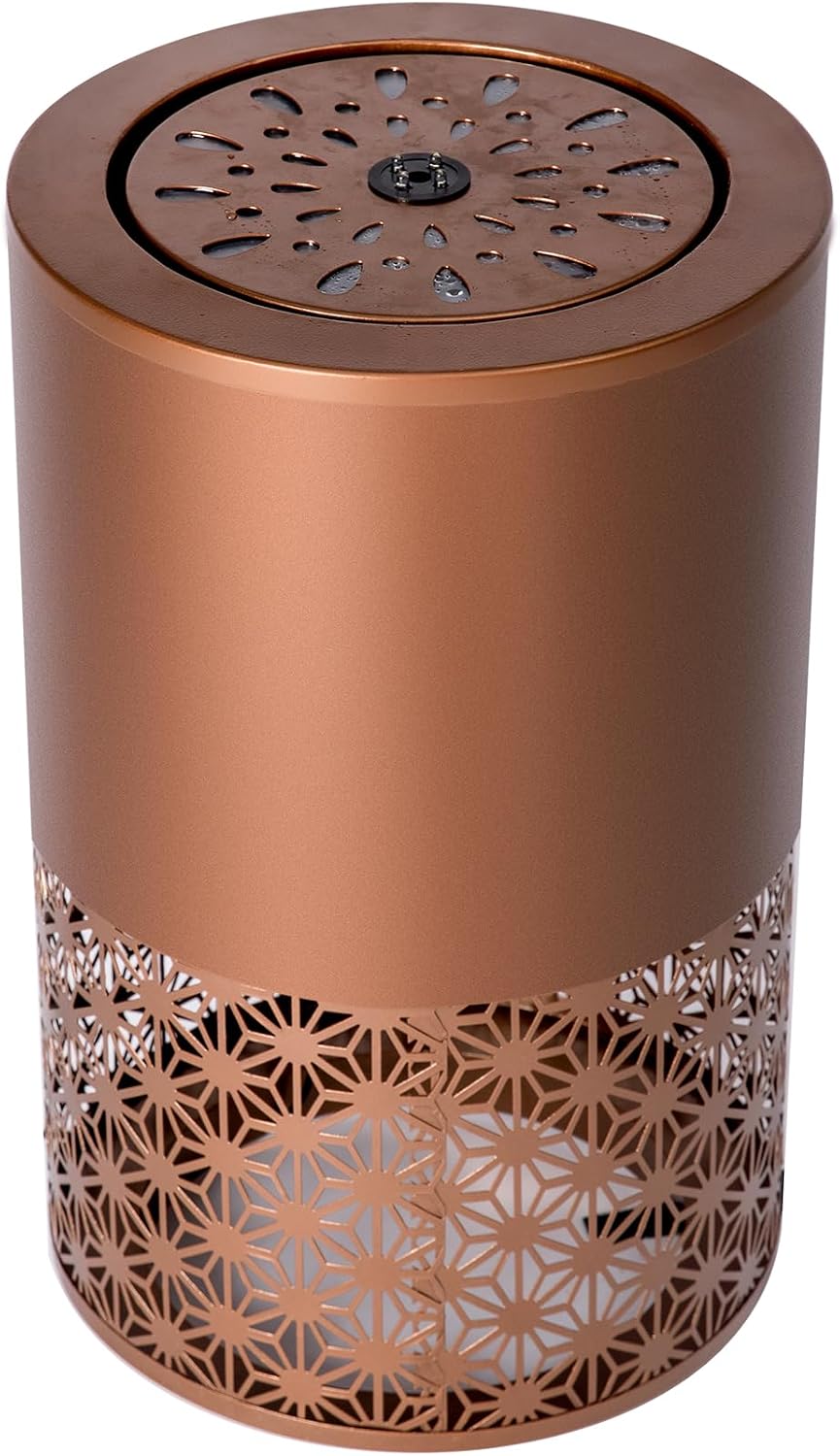 Merax 20.87' H Brown Metal Cutout Outdoor Water Fountain with LED Lights, Modern Freestanding Candle Style Water Feature for Patio Backyard Decor