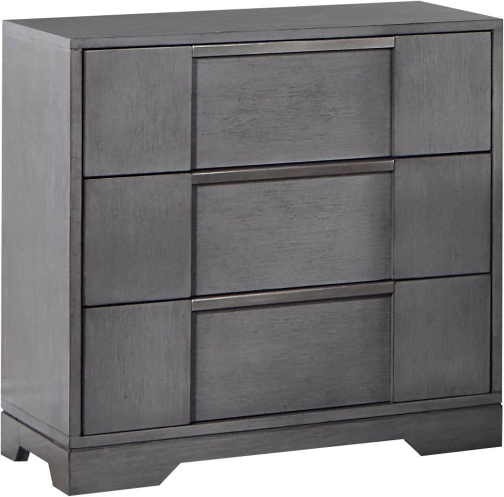 Furniture of America Del Rio Wood Frame 3-Piece Bedroom Set, King-Size Bed with Lighted Headboard & Drawers and 2 Nightstands, Mattress Ready, Gray
