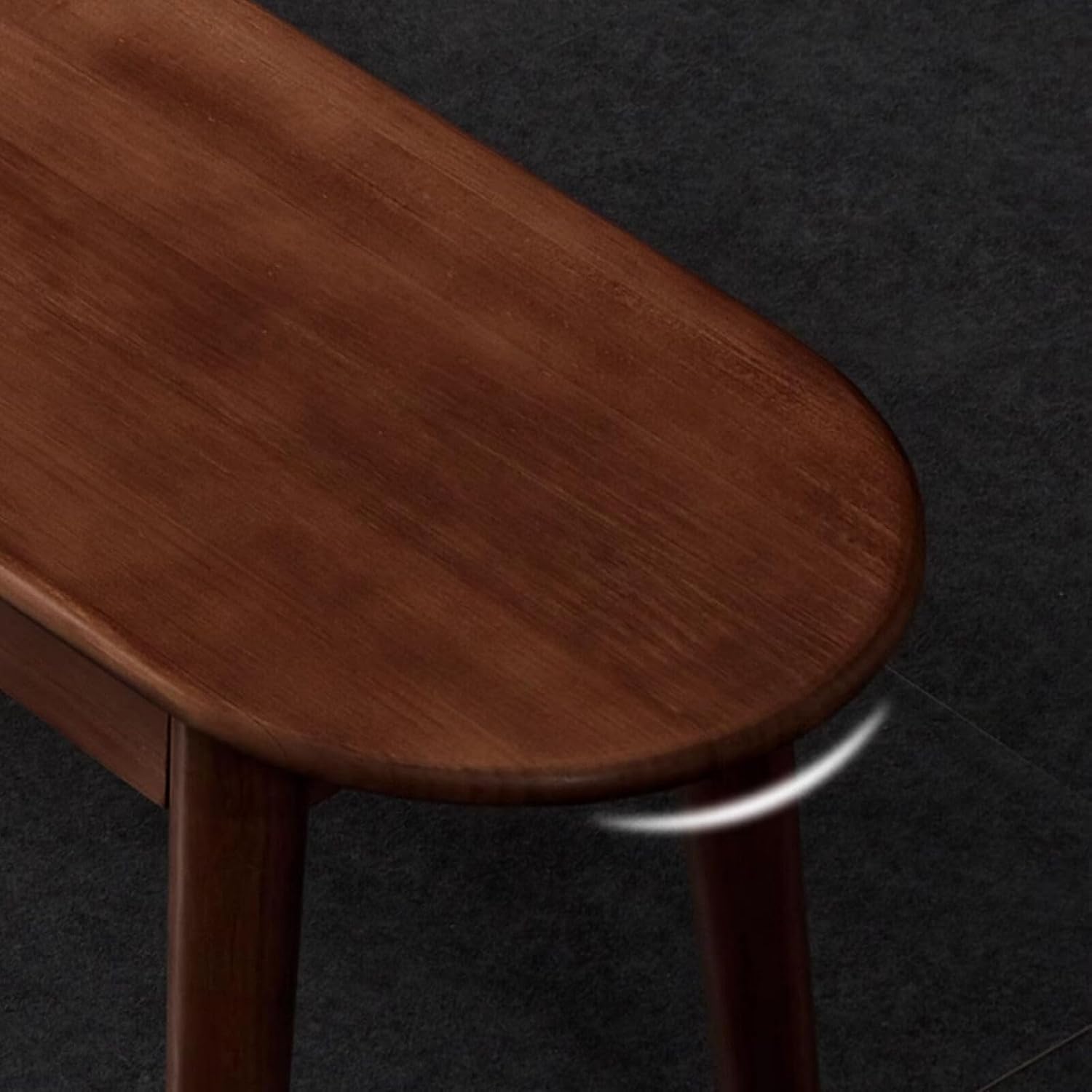 Mid Century Modern Dining Bench with Cushion, Narrow Entryway Bench with Rounded Corner, Solid Wood End of Bed Bench, Upholstered Bench for Dining Room Hallway Living Room Bedroom