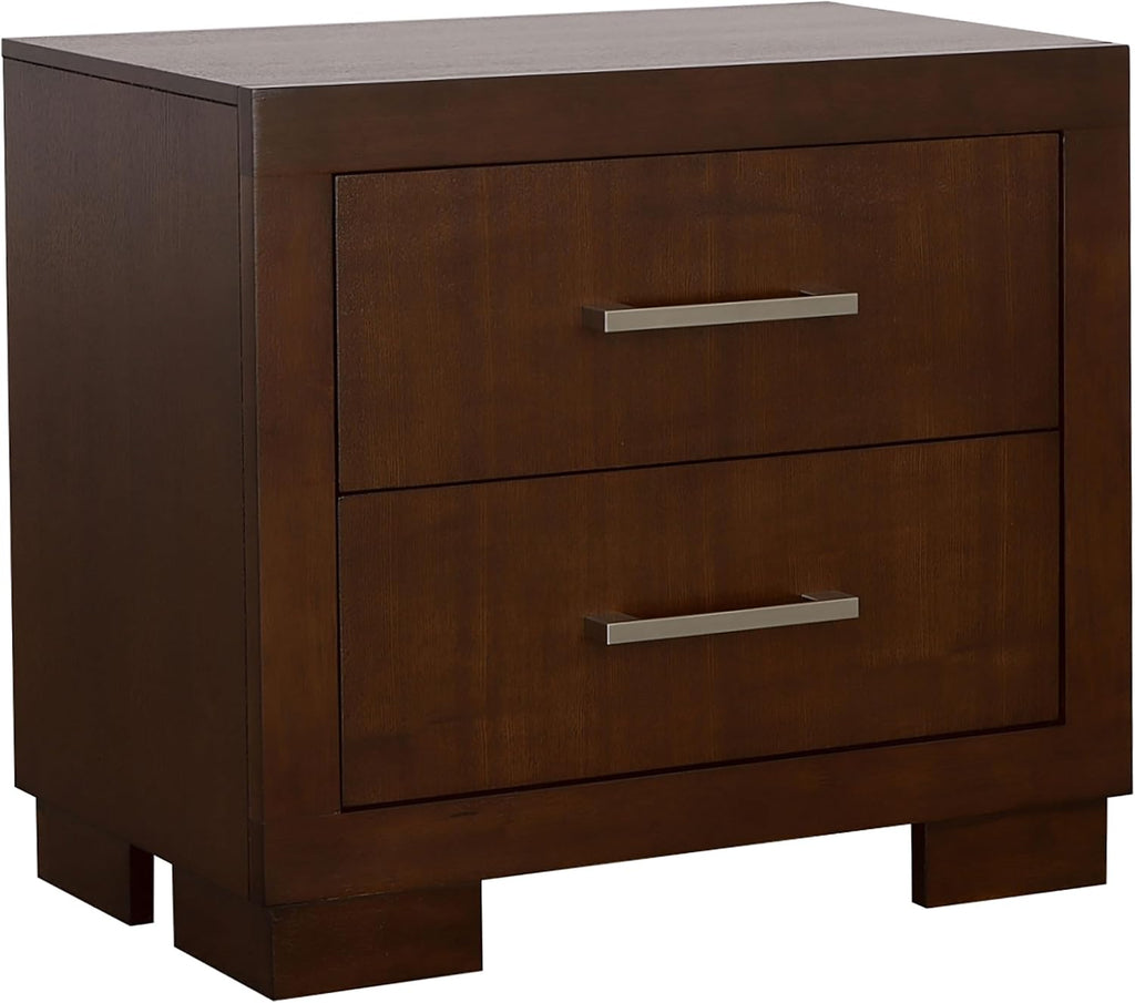 Coaster Home Furnishings Jessica Contemporary 4-Piece Bedroom Set Eastern King Size LED Storage Bookcase Bed Frame 47-inch Headboard Cappuccino 200719KE-S4