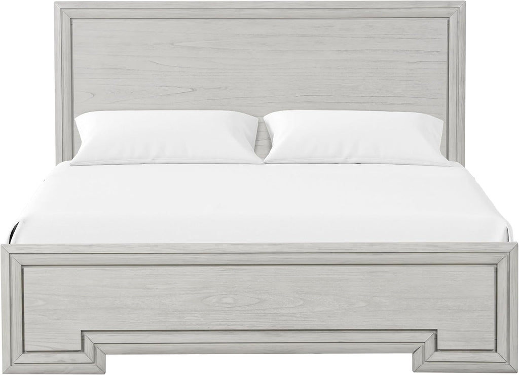 Furniture of America Babsi Modern Wood 3-Piece Bedroom Set with Greek Key Pull, USB Chargers on Nightstand, Felt-Lined Top & Cedarwood-Lined Bottom Drawers, Box Spring Needed, Queen, Rustic White