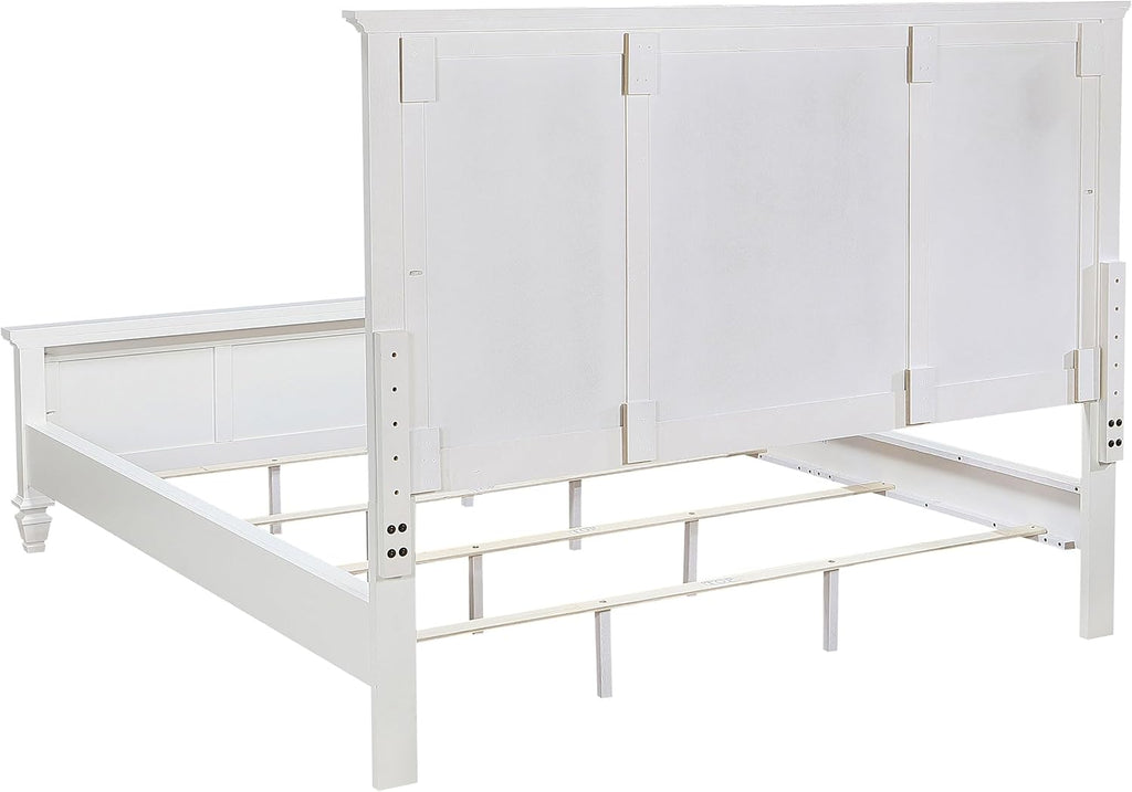 Coaster Home Furnishings Sandy Beach Coastal 4-Piece Bedroom Set California King Size Panel Bed Frame 63-inch Headboard Cream White 201301KWN-S4