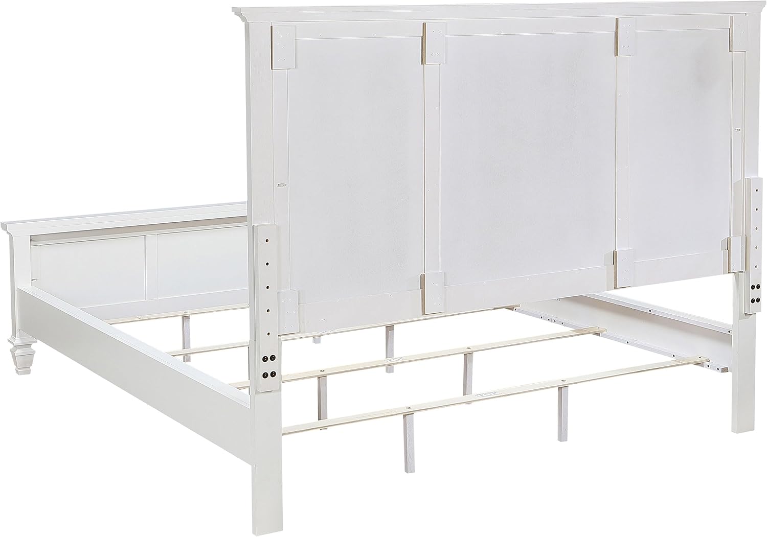 Coaster Home Furnishings Sandy Beach Coastal 4-Piece Bedroom Set California King Size Panel Bed Frame 63-inch Headboard Cream White 201301KWN-S4
