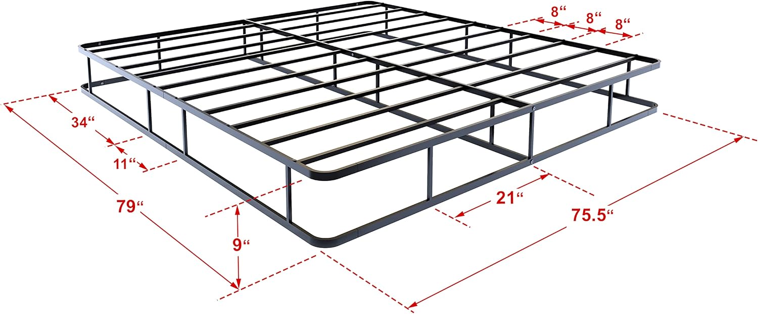 EAST WEST FURNITURE - DHKBBLK - Dothan Metal King Bed Frame with Magnificent Design Headboard and Footboard - Premium Metal Frame in Powder Coating Black