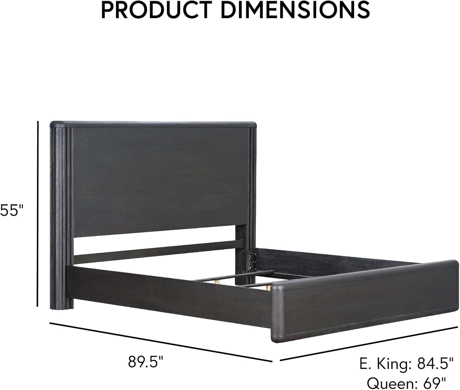 Furniture of America Elizea Modern Contemporary Solid Wood 3-Piece Queen Panel Bedroom Set with USB Ports, Dust-Proof Case and Motion Light on Open Shelf, Box Spring Needed, Black