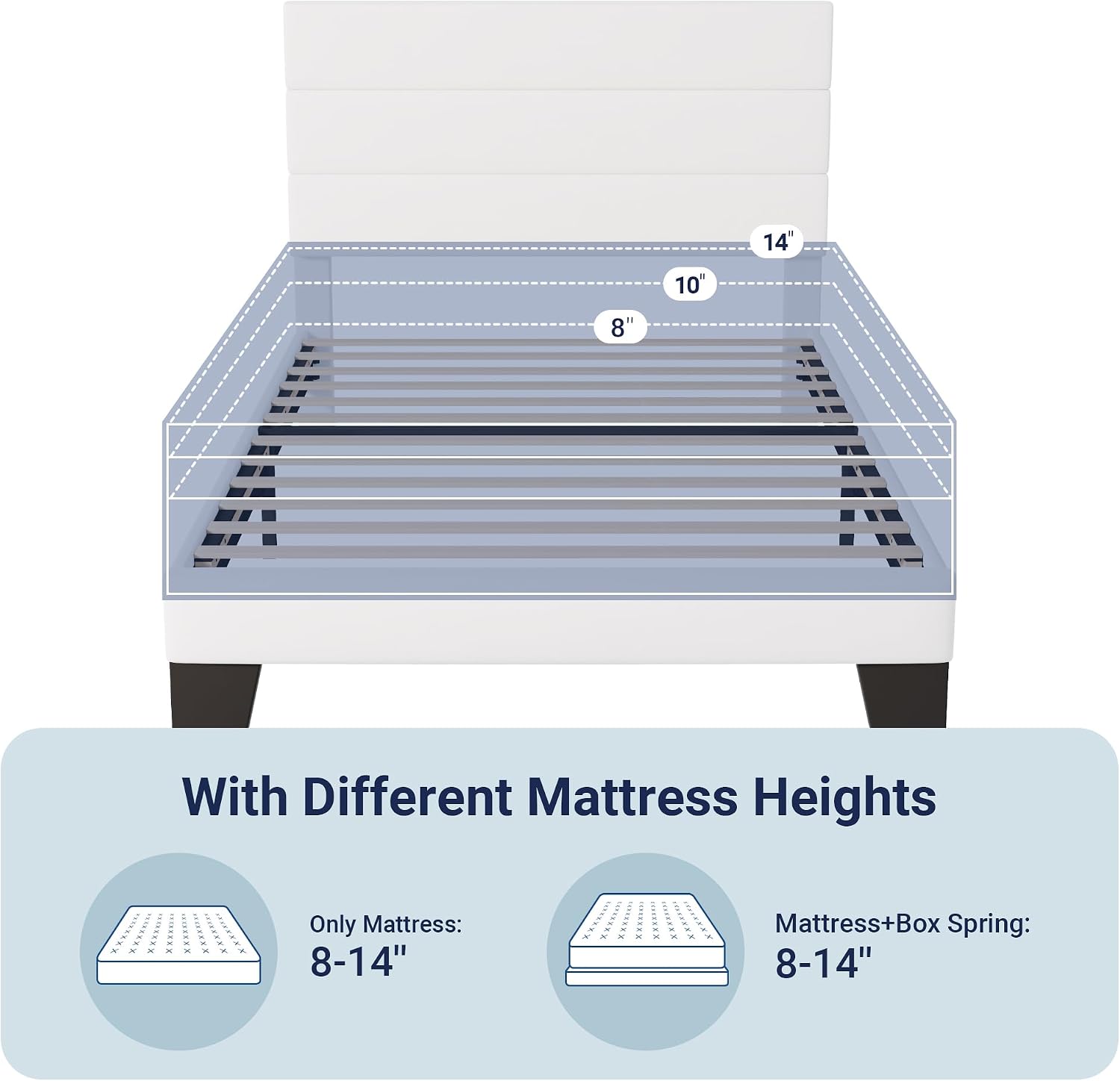 Allewie Twin Size Platform Bed Frame with Velvet Upholstered Headboard and Wooden Slats Support, Fully Upholstered Mattress Foundation/No Box Spring Needed/Easy Assembly, White