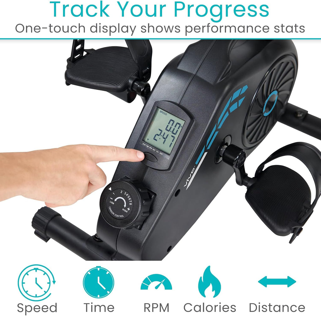 Vive Under Desk Bike Pedal Exerciser - Stationary Exercise Leg Peddler - Low Impact, Portable Mini Cycle Bike for Under Your Office Desk - For Arm or Foot - Small, Sit-Down Recumbent Equipment Machine