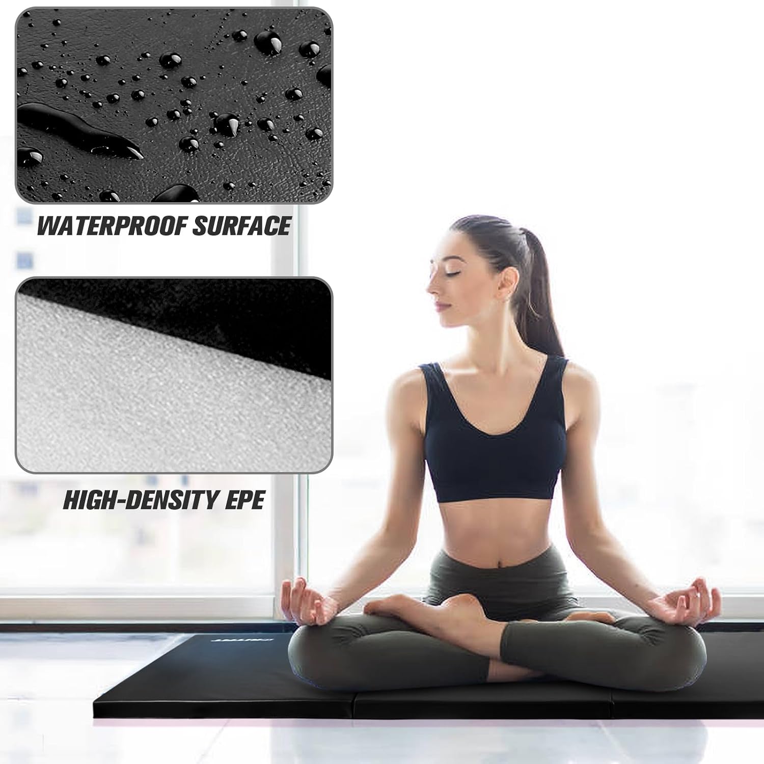 RitFit Upgraded Folding Exercise Mat, 2 Inch Thick Gymnastics Mat 3'x6',4'x8',4x10',2'x8' with Carrying Handles for Yoga, MMA, Stretching, Core Workouts and Home Gym Protective Flooring