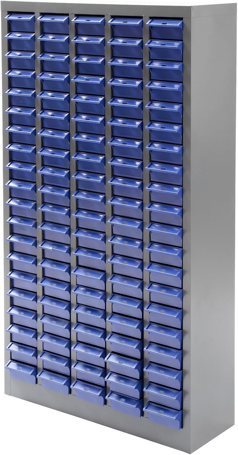 biosp 100 Drawers Bolt and Nut Tool Storage Cabinet Parts Cabinet Hardware Organization Shelves Bolts Bin Tool with ABS Material Drawer Label Stickers for Tool Hardware Storage, Grey