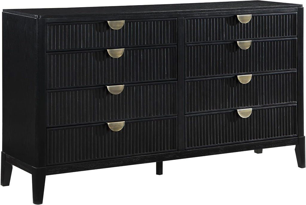 Coaster Home Furnishings Brookmead Transitional 4-Piece Bedroom Set Fabric Upholstered California King Size Panel Bed Frame 60-inch Headboard Black 224710KW-S4