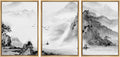 wall26 Framed Canvas Print Wall Art Set Black & White Chinese Ink Rainforest Nature Wilderness Illustrations Modern Art Cultural Scenic Relax/Calm for Living Room, Bedroom, Office - 16'x24'x3 Natural