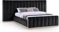 Meridian Furniture AmaraBlack-Q117 Collection Modern | Contemporary Queen Bed, Ultra Luxe Black 460 GSM Velvet, Natural Finish, Solid Wood Base and Inner Frame, 117' W x 99' D x 51' H, Black, Queen