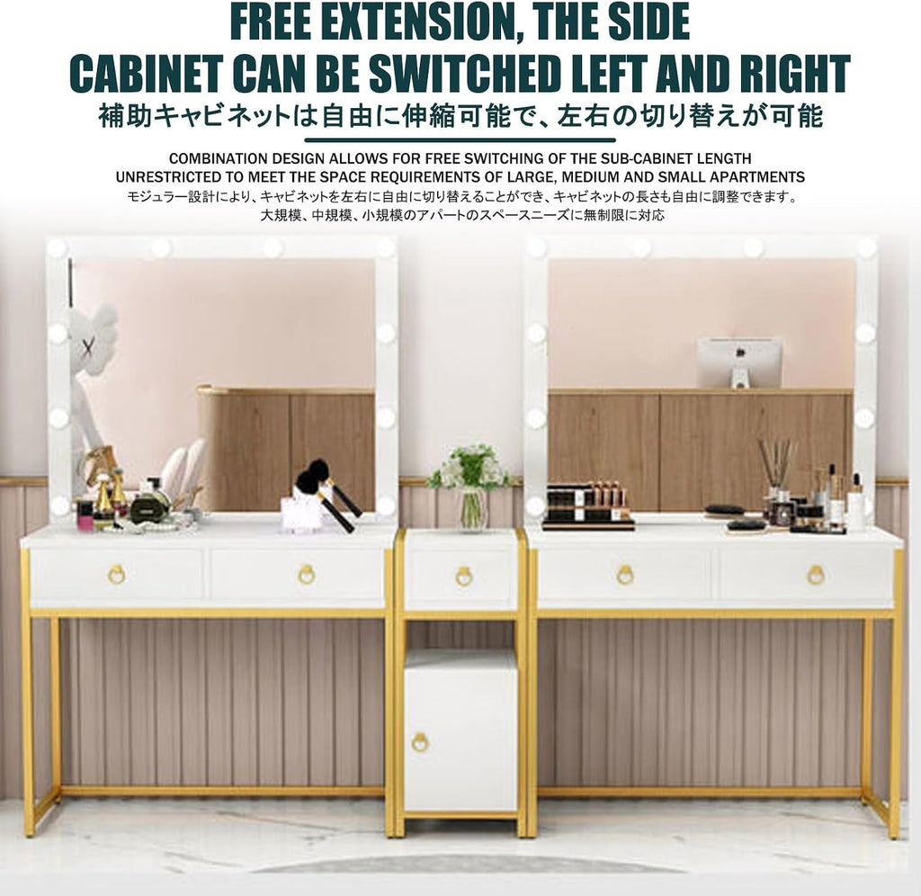 Makeup Desk，Modern Makeup Vanity Table，Set Cosmetics Dresser，Vanity Table with Mirror，Suitable for Bedrooms and Dressing Rooms.(Black,80cm/31.5in)