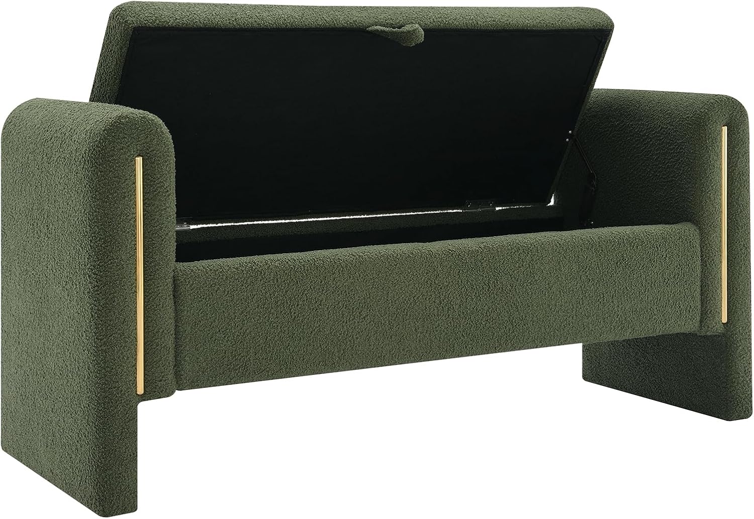 JIJIWANG Modern Bed End Bench with Arms and Storage, Upholstered Bed Bench Entryway Bench Ottoman Comfy Window Vanity Bench Footstool for Living Room,Bedroom,Olive Green