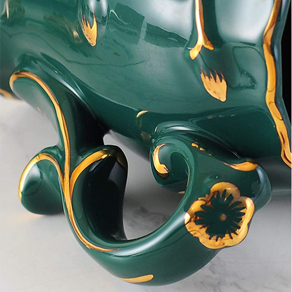 Vanity Bathroom Decor, Bathroom Accessory Set Dark Green Luxurious Embossed Pattern Ceramics Bath Set for Housewarming Gift Housewarming Gift(5-Piece Set)