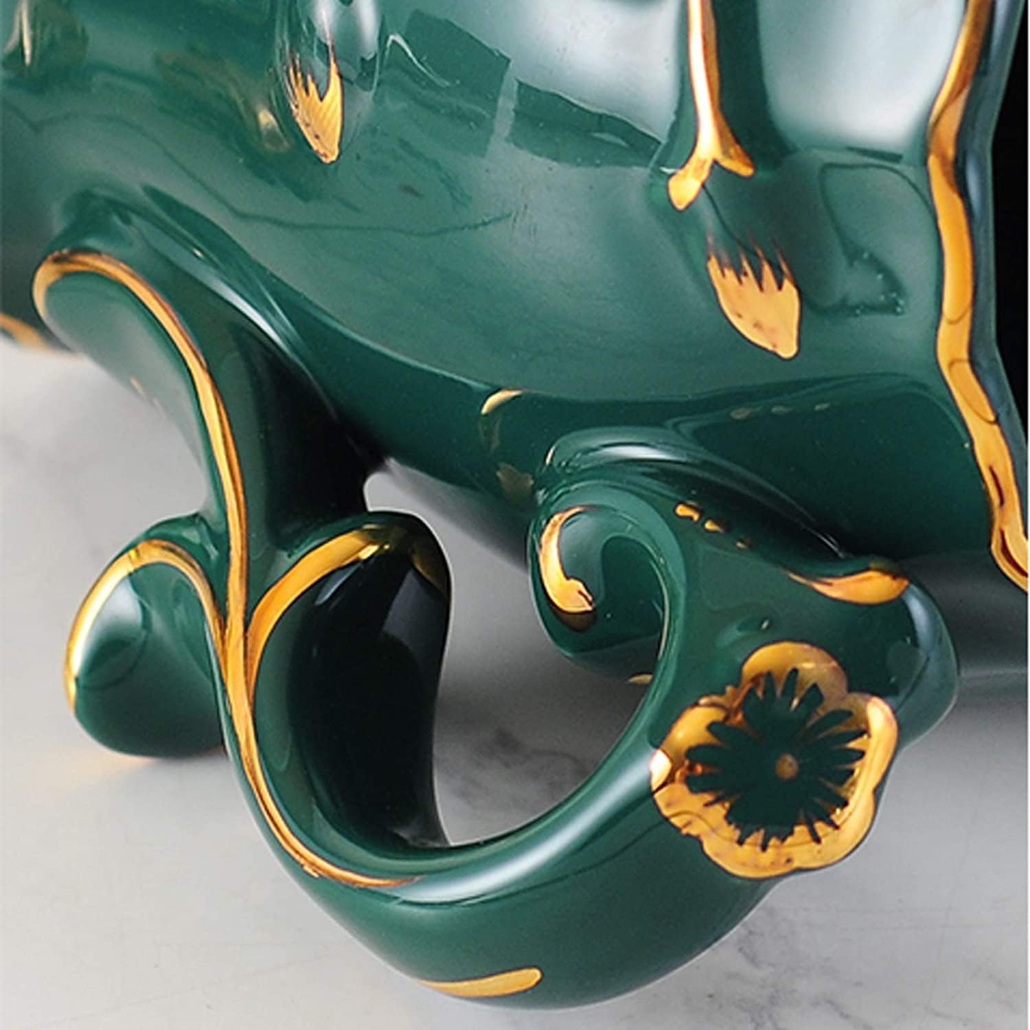 Vanity Bathroom Decor, Bathroom Accessory Set Dark Green Luxurious Embossed Pattern Ceramics Bath Set for Housewarming Gift Housewarming Gift(5-Piece Set)