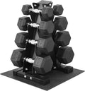 Fitvids Rubber Coated Hex Dumbbell Set with Storage Rack, 100/150/200/550 LB Hand Weight Set with Anti-Slip Grip for Home Gym