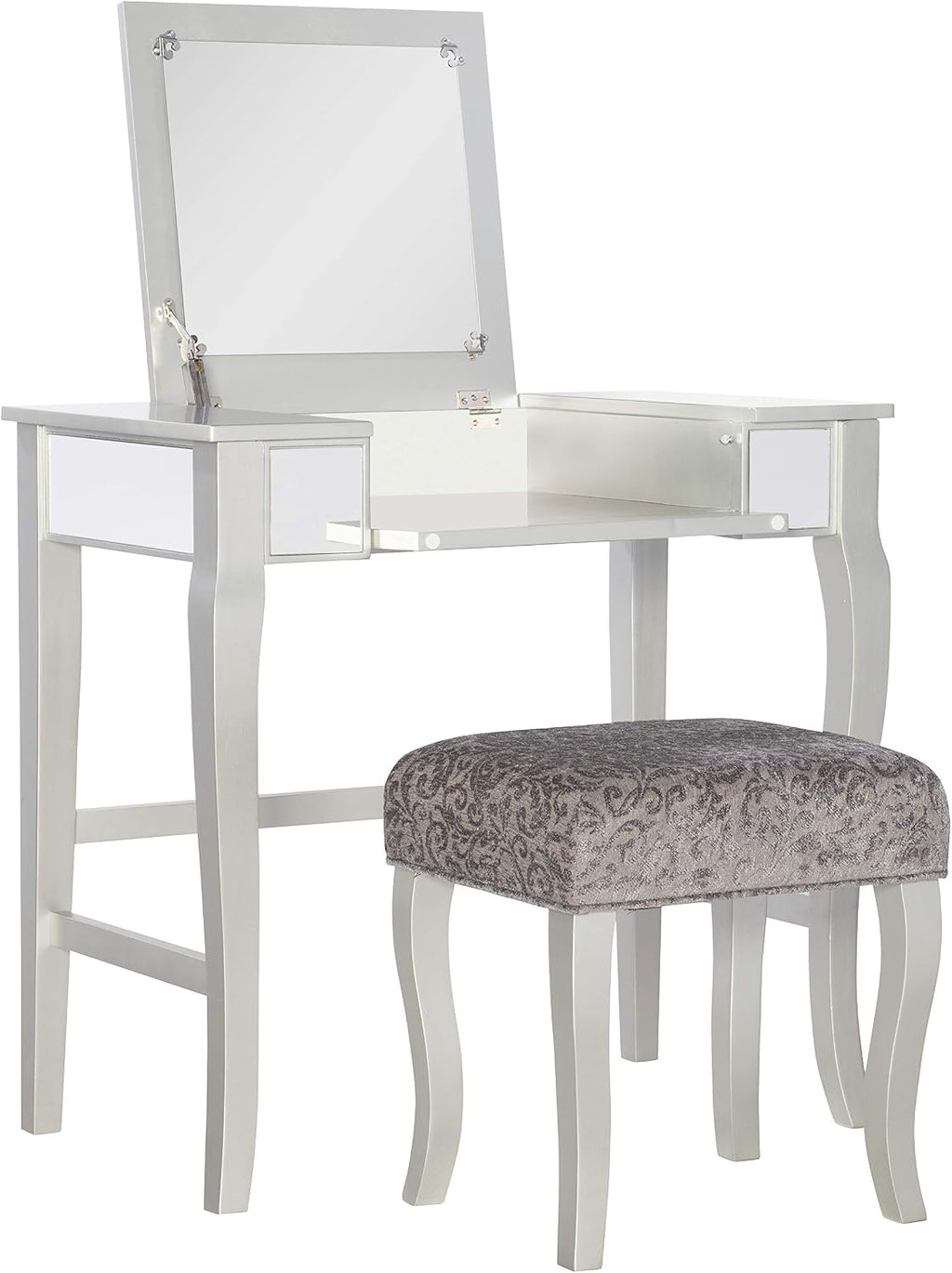 Linon Silver Harper Vanity Set, 32' W x 18' D x 46.75' H