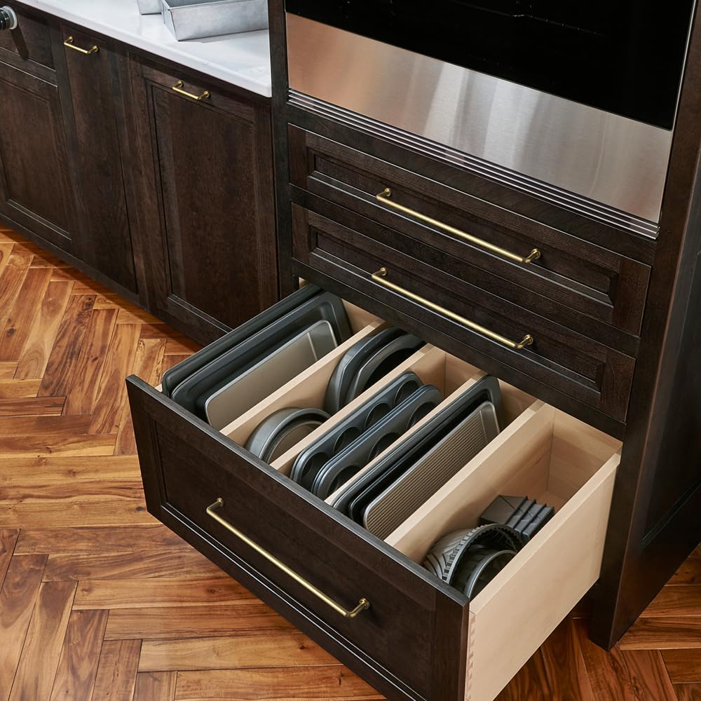 Goo-Ki 6 Pack 12 5/8' Center to Center Brushed Gold Modern Cabinet Pulls Solid Contemporary Home Improvement Hardware Drawer Pulls Zinc Alloy Kitchen Handles